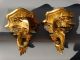 Pair (2) Antique Italian Rococo Style Carved Wood Old Gilt Corbel Wall Shelf Other Antique Woodenware photo 5