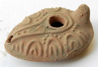 Biblical Oil Lamp Holy Land Ancient Herodian Clay Pottery Replica Terra Cotta photo