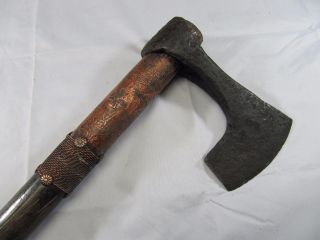 Ancient Medieval Viking Iron Battle Bearded Axe 9 - 10 Cent.  Hand Carved Handle photo