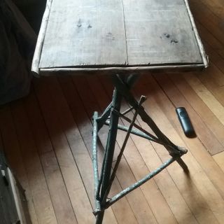 Unique,  Antique Small Rustic Hand Painted Twig Table photo