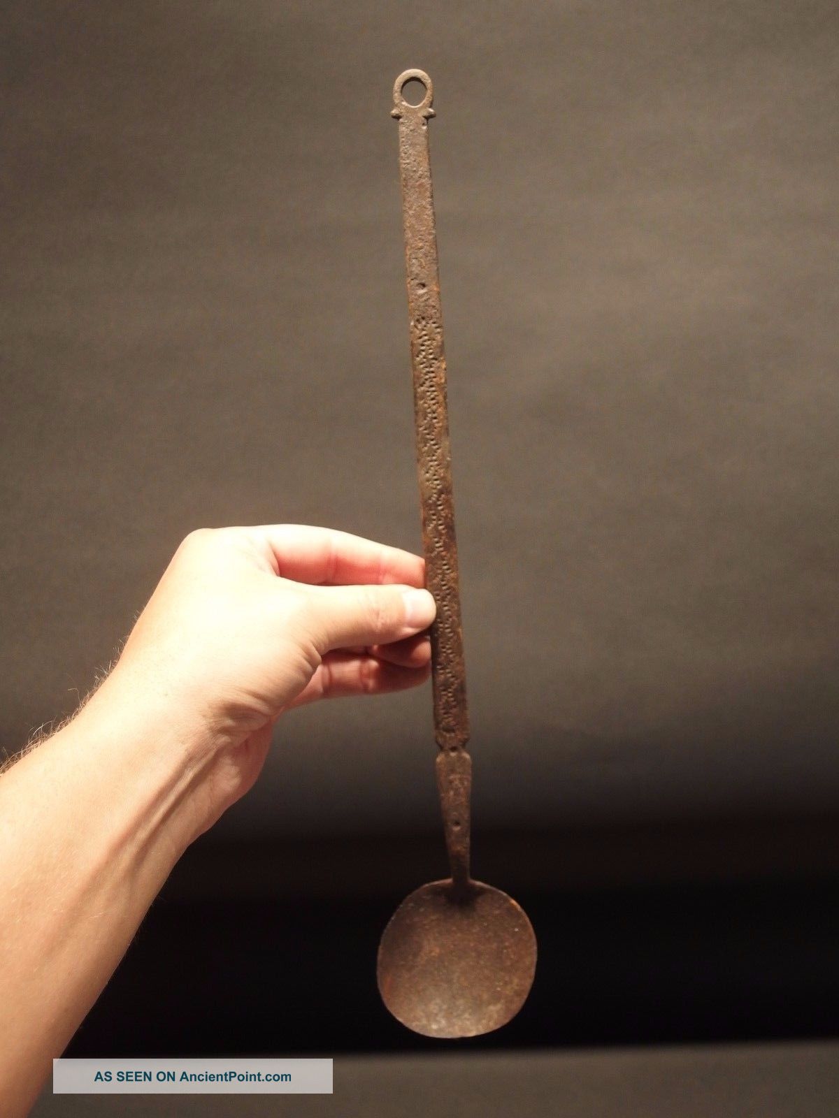 Primitive Antique Hand Forged Spoon Blacksmith Made Wrought Iron Utensil Primitives photo