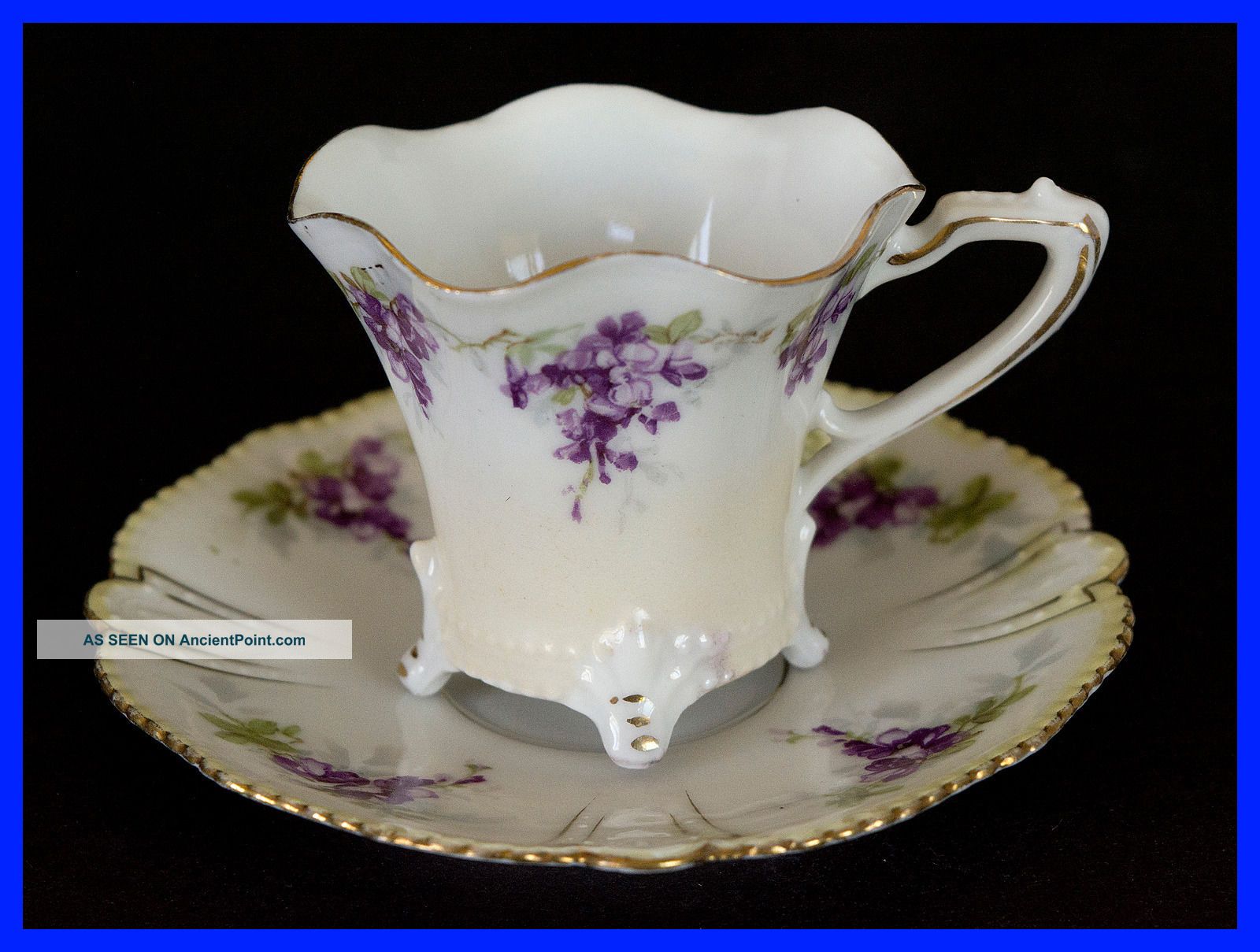 Vintage G.  H.  Small Adult Tea Cup,  Violets Cups & Saucers photo