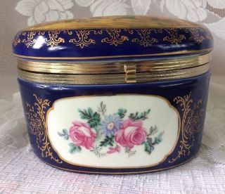 Vintage Rs Porcelain Enamel Dresser Hinged Trinket Box Francois Boucher Signed photo