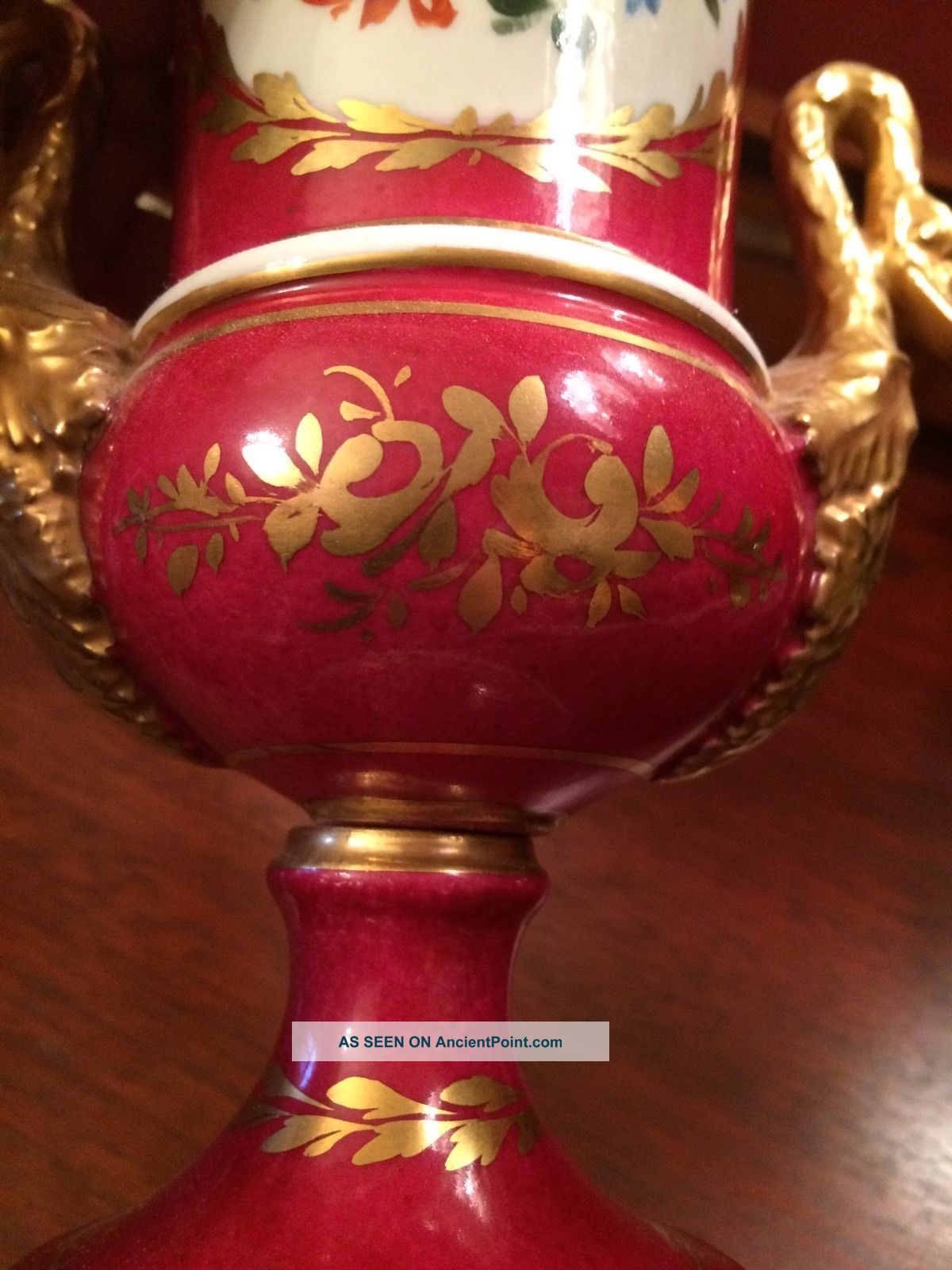 Antique French Vase With Gold Swans