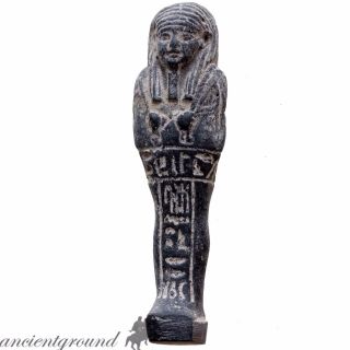 Ancient Egyptian Black Glaze Shabti 1500 - 1000 Bc photo