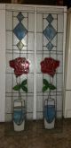 2 - (matching) Rose Pattern Stained Glass Windows.  Leaded.  36h X7w.  Ex. 1940-Now photo 6
