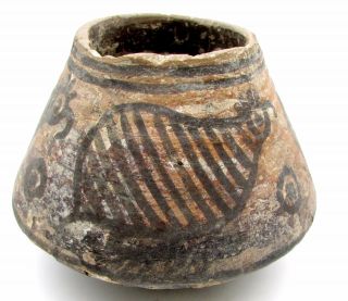 Indus Valley Terracotta Jar W/ Bird Motif - Very Rare Ancient Artifact - L101 photo