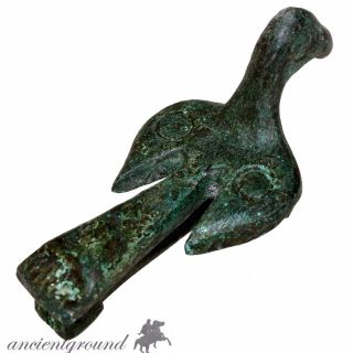 Museum Quality Roman Bronze Bird Fibula Brooch Circa 300 Ad photo