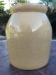 Old Vintage Large Stoneware Glazed Crock Preserve Jar Beige 9 