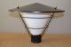 Nos Vintage Mid - Century Outdoor Lantern Lamp Black Metal White Glass Brass Knobs Mid-Century Modernism photo 1