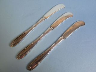 3 Towle Sterling Madeira Pattern Butter Knives Flat Handles All Sterling photo