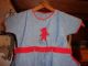Vintage Antique Child ' S Blue Romper Outfit With Red Bear Primitives photo 1