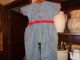 Vintage Antique Child ' S Blue Romper Outfit With Red Bear Primitives photo 2