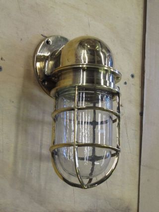 Vintage Brass Bulkhead Light - Ship Salvaged - Restored,  Rewired & Ready To Use photo
