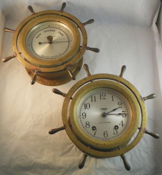 Seth Thomas Ship ' S Clock And Barometer.  Mayflower 3. photo