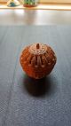 Antique Victorian Coquilla Nut Round Hand Carved Needle Case Needles & Cases photo 1