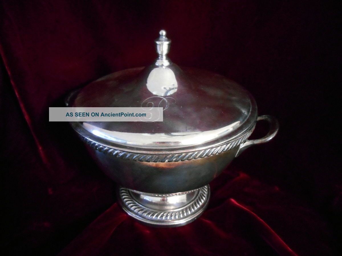 Mddletown Plate Co.  Ct Silverplate Antique Footed Covered Soup Tureen Monogram P Other Antique Silverplate photo