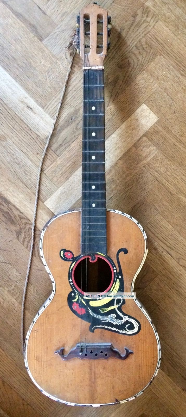 Old Italian Guitar,  Catania About 1910,  Chitarra Antica Liuto Lute String photo