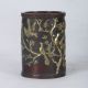 Old Copper Handwork Carved “magpie And Plum Blossom” Vase,  Qian Long Mark / 喜上眉梢 Brush Pots photo 3