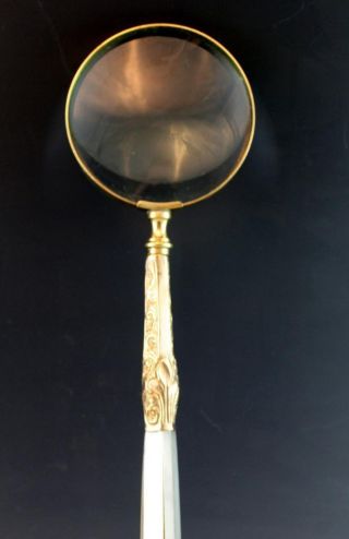 Antique C1910 French Gold Filled & Mother Of Pearl Handle Magnifying Glass Nores photo