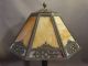 Antique Art Nouveau Era Slag Glass Metal Urn Filigree Bronzed Parlor Lamp Shade Lamps photo 2