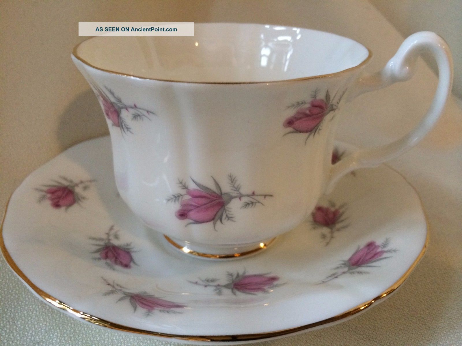 Royal Imperial Finest Bone China,  Made In England,  Pink Roses Cups & Saucers photo