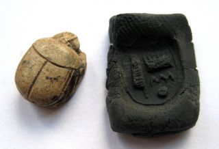 Circa.  500 B.  C Ancient Egypt Sait Period Stone Scarab Seal Pendant photo
