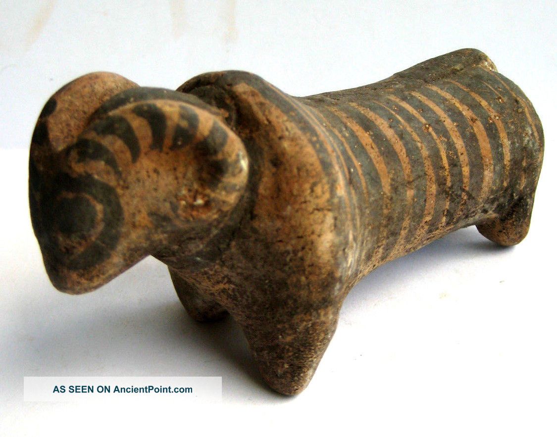 Circa.  1500 B.  C Indus Valley Late Harappan Period Decorative Clay Ram Statue Neolithic & Paleolithic photo