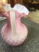 Mt Washington Pink Cased Diamond Quilted Mop Satin Glass Pitcher Vases photo 3