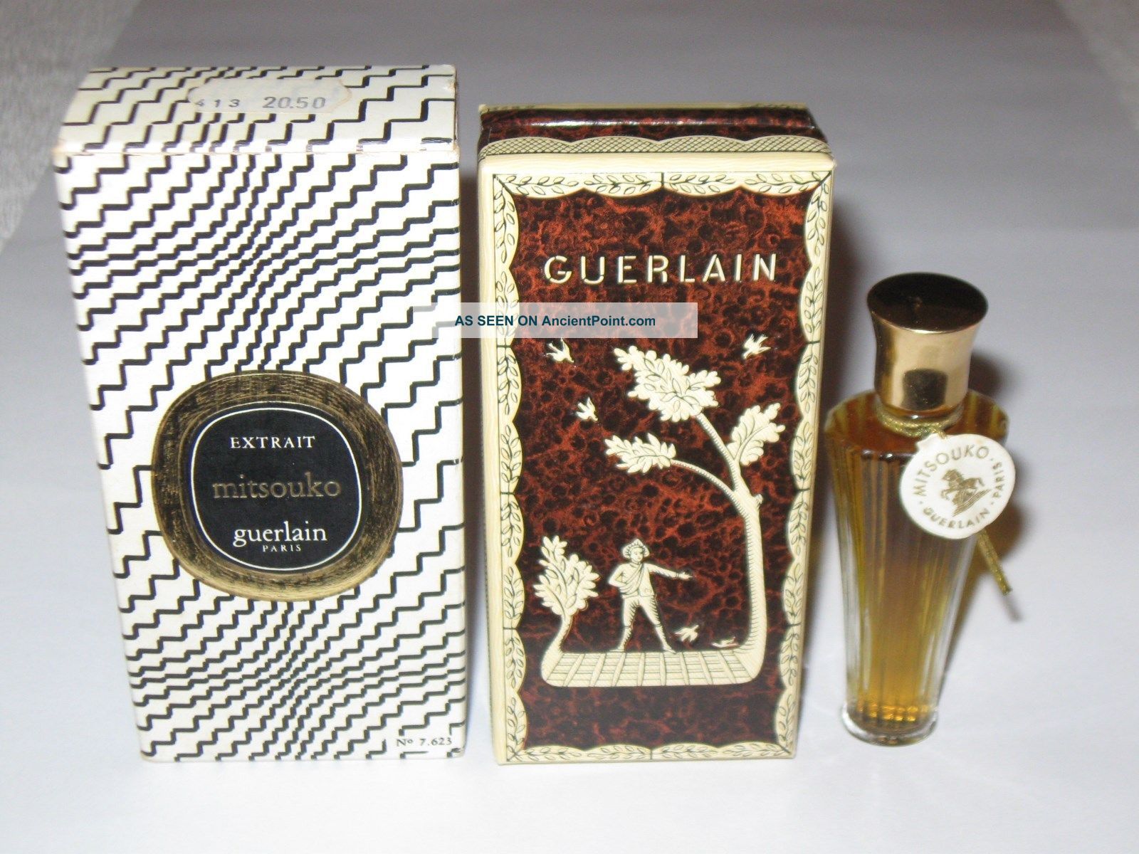 Vintage Guerlain Mitsouko Perfume Bottle & Boxes,  1/4 Oz - 7.  5 Ml Full 4 Perfume Bottles photo