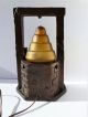 1930’s Antique Chalkware Wishing Well Lamp Amber Art Glass Globe - Very Rare Lamps photo 6