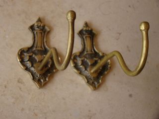 Vintage Brass Ornate Wall Hooks/hangers photo