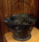 Antique Coal Scuttle Bucket Primitive (17 Cm) Metal Ash Bail W/handle Vintage Hearth Ware photo 1