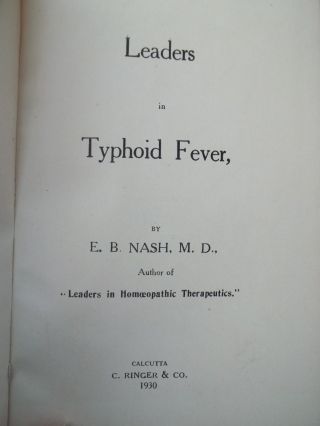 Rare Typhoid Fever Homeopathy Homeopathic Treatment Medicines Eugene B.  Nash photo