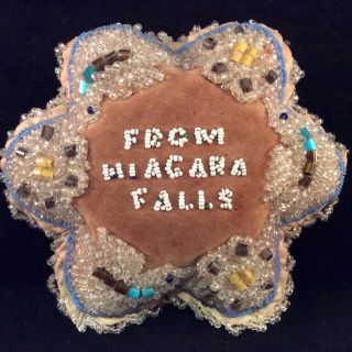 From Niagara Falls Star Shaped Iroquois Bead Work Pin Cushion Velvet Souvenir photo