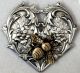 Bee On Flowing Art Nouveau Picture Button Sterling Overlay On Brass 2 1/2 