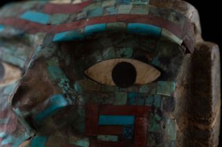 Pre Columbian Mayan Mosaic Stone Mask - Antique Statue - Olmec Mayan photo