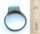 Ancient Medieval Bronze Finger Ring With Turquoise Inlay (fbb01) Byzantine photo 1