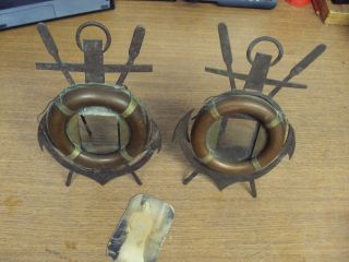 2 Vintage Life Boat Preserver Picture Frames Folk Art Early 1900s Nautical Theme photo