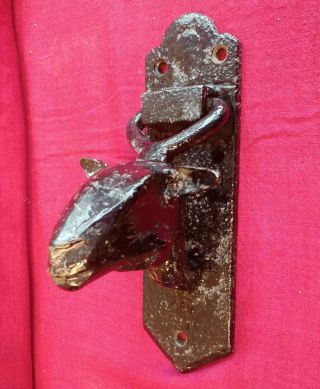 Hand Forger Solid Wrought Iron Black Sheep ' S Head Door Knocker - Blacksmith Made photo