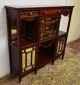 Antique Walnut Carved Mirrored Etagere Display Cabinet Tall Tv Stand Buffet 1900-1950 photo 2