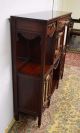 Antique Walnut Carved Mirrored Etagere Display Cabinet Tall Tv Stand Buffet 1900-1950 photo 3