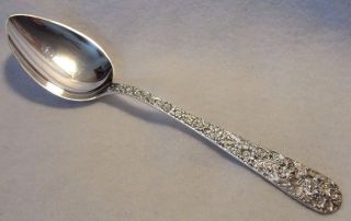 S Kirk & Son Sterling Silver Repousse Table Serving Spoon 8 3/8 