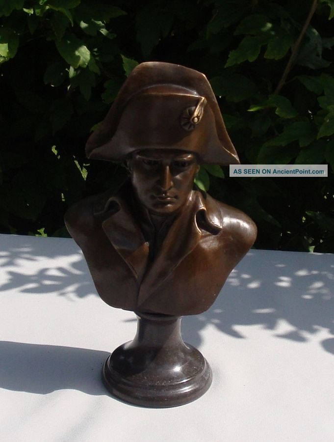Statue Sculpture Bust Napoleon French Style Bronze Signed Metalware photo