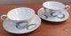 2 Noritake Mid - Century Abstract Gray And Green Circlular Bands Cups And Saucers Cups & Saucers photo 1