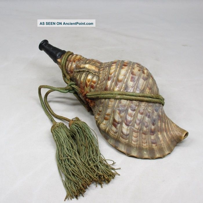 D072: Traditional Japanese Trumpet Shell Horagai For Samurai Armor Yoroi Other Japanese Antiques photo