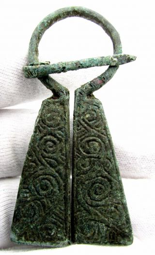 Viking Bronze Penannular Omega Brooch / Runic - Lovely Ancient Artifact - G270 photo