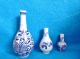 Three Chinese Double Gourd Blue White Miniature Dolls House Vases Kangxi 18th C European photo 2