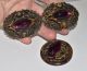Vtg Antique Button & Matching Buckle Big Oval Amethyst Stone Leaf Motif Buttons photo 4