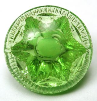 Antique Radiant Glass Button Flower Mold W/ Lime Green Color - 5/8 